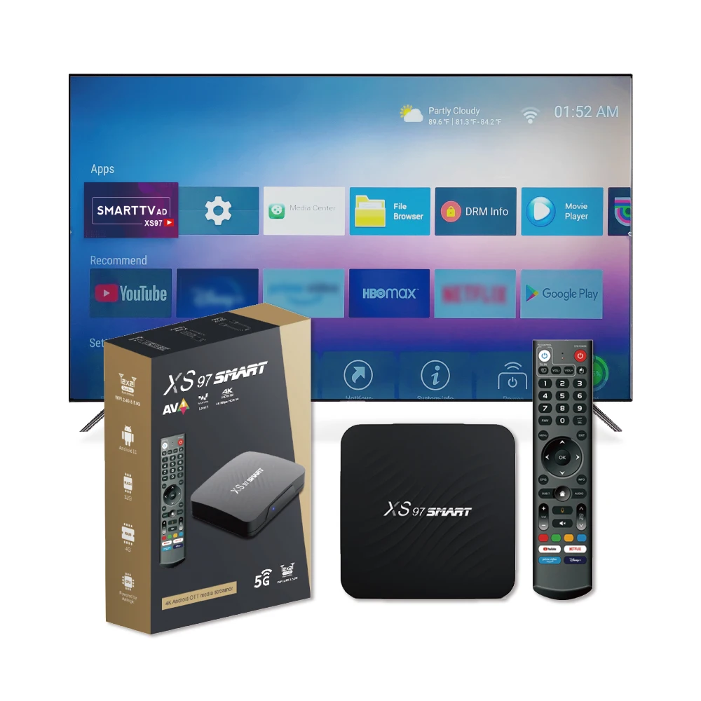 4K Android 11 Smart TV Box XS97 with Voice Control & 4GB RAM